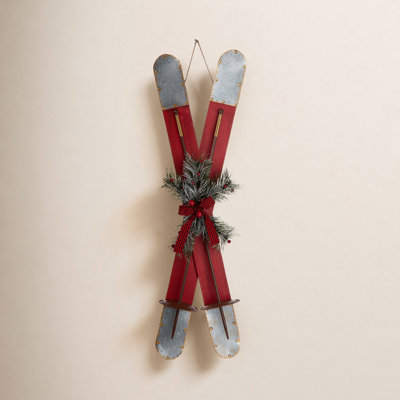 Wood and Galvanized Ski Holiday Accent