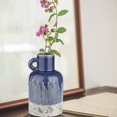 Ceramic Farmhouse Vase, Decorative Boho Flower Vase For Home Decor