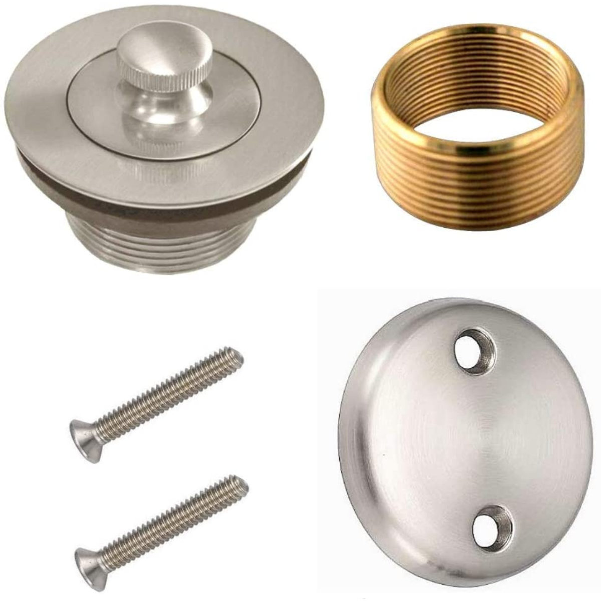 Keeney Brushed Nickel Bathtub Strainer with Screw in the Bathtub