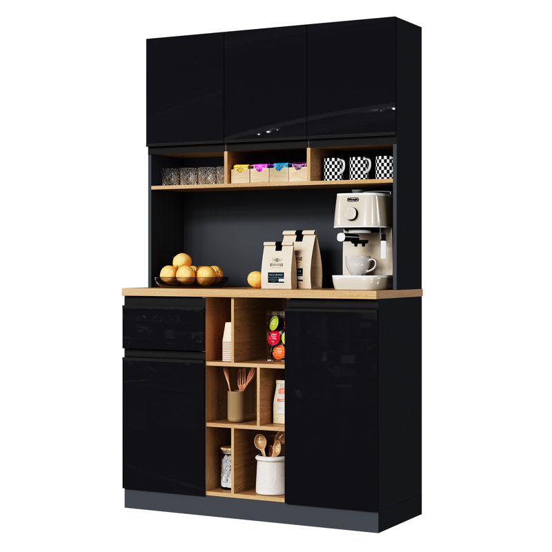 185cm Kitchen Pantry, Black