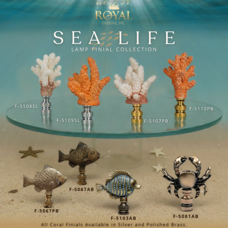 Royal Designs, Inc. F-5107SL-2, grand faîteau corail, blanc bicolore, base argent poli, Argenté / blanc