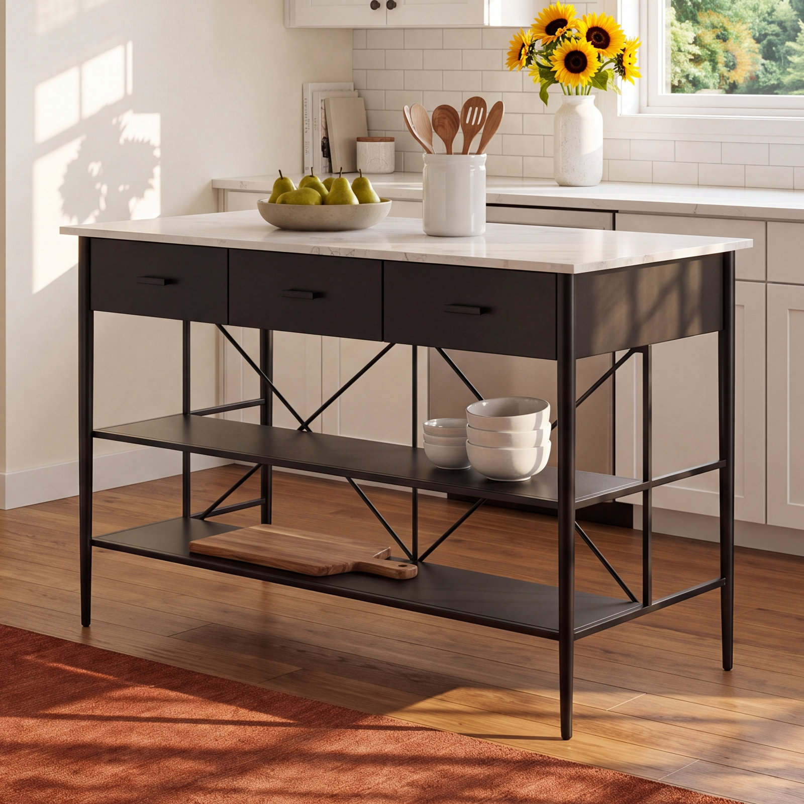 Mya Marble Top Kitchen Island