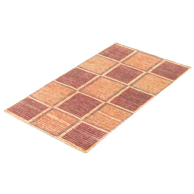 Tapis unique en laine noué à la main beige et rose nouvel âge 2 pi 9 po x 5 pi 1 po Williar