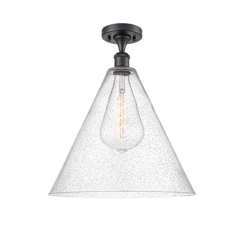 Plafonnier semi-encastré 1 lumière Amabl, DEL, H 18,75 po x l 16 po x P 16 po, Noir mat