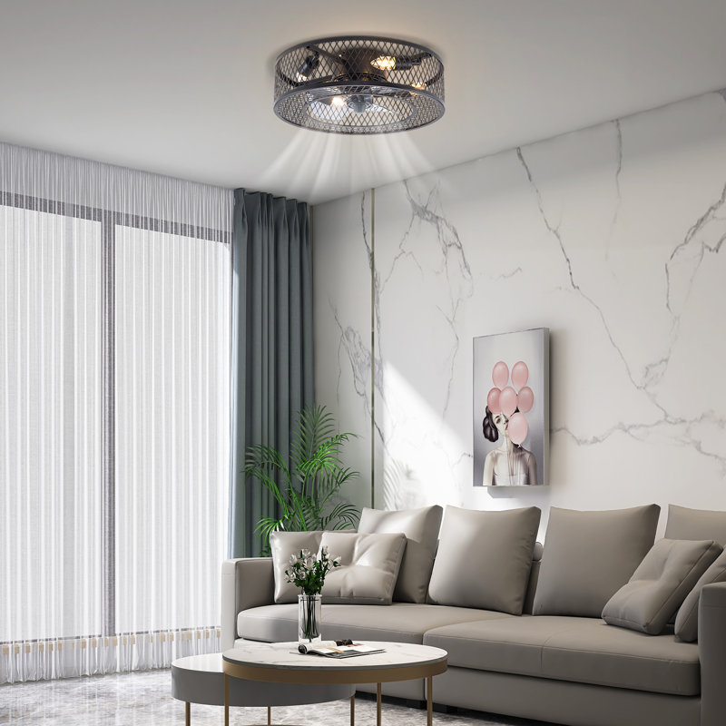 Hallas 18'' Flush Mount Ceiling Fan with Light Kit