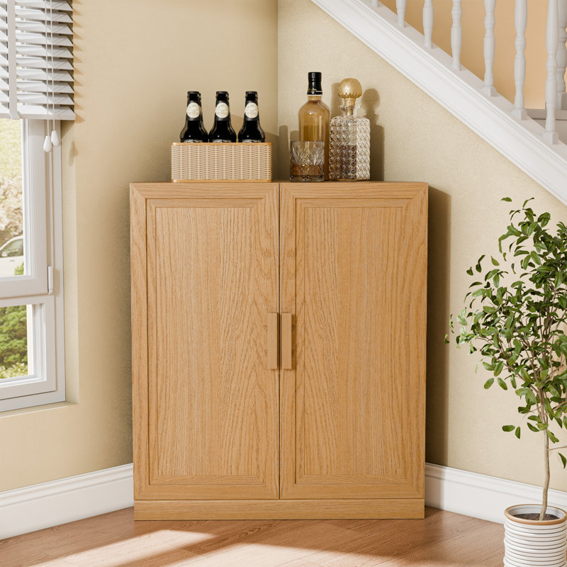 Armoire de bar 36 po x H 31 po avec armoires de rangement de style campagnard et tablettes réglables pour le salon et la cuisine