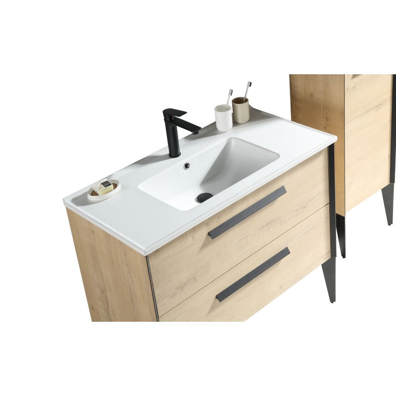 40'' Single Bathroom Vanity with Top, Vick Oak/Black