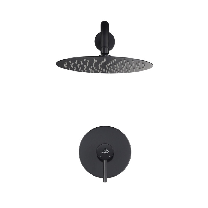 Matte Black 10-Inch Round Rain Shower Head Wall Mount System