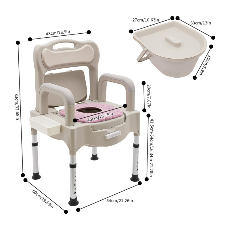 Height Adjustable Commode Chair for Home Use