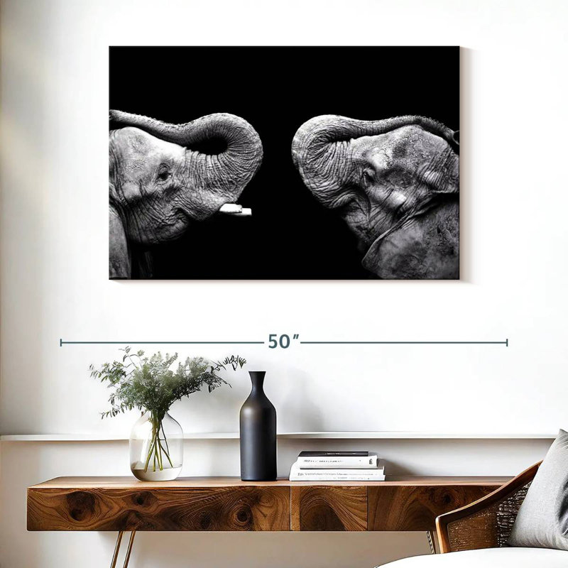 Crowle Dueling Elephants, 26" H x 39" W