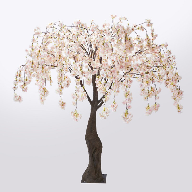 59'' Faux Flowering Tree in Metal Freestanding, Pink