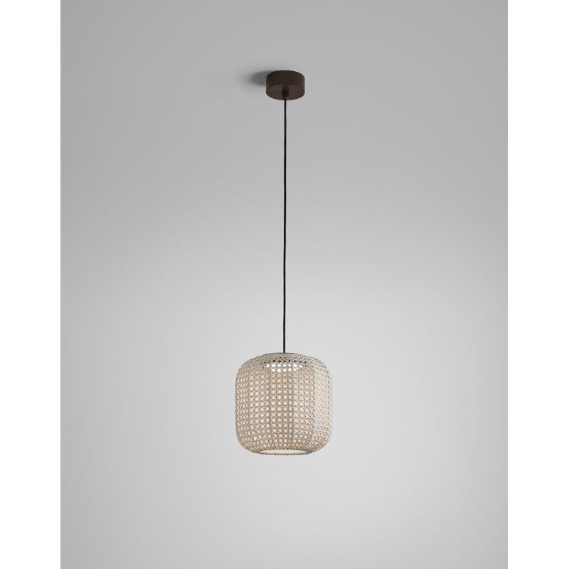 Luminaire suspendu tambour 1 lumière DEL Nans, Beige