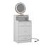 Ensemble de coiffeuse 3 en 1 avec miroir et lumière, petit ensemble de coiffeuse avec station de recharge, 2 tiroirs et espace de rangement ouvert, avec tabouret rembourré, bureau de coiffeuse compact