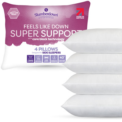 Feels Like Down Super Support Pillow – 48x74cm – Side Sleeper Pillow for Neck & Shoulder Relief – Hypoallergenic & Breathable Bed Pillow