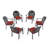 Aluminum Patio Dining Chair 6PCS With Black Frame And Red Cushions