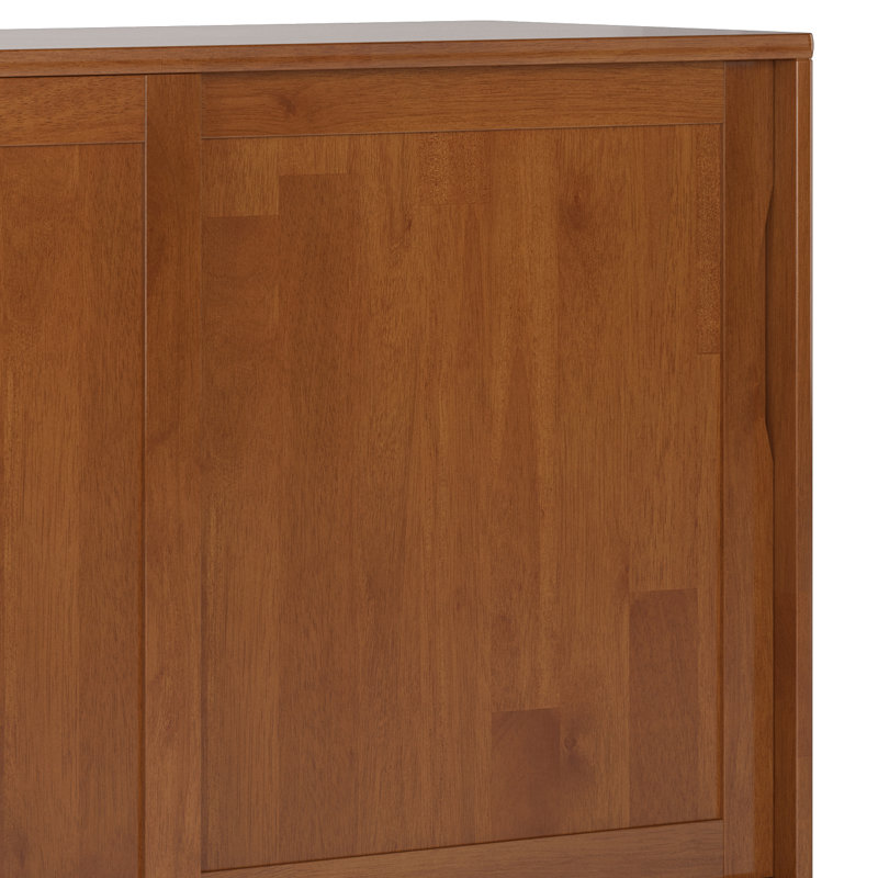 Simpli Home Harper 48"W Solid Wood 2-Shelf Contemporary Medium Storage Cabinet with 3 Drawers