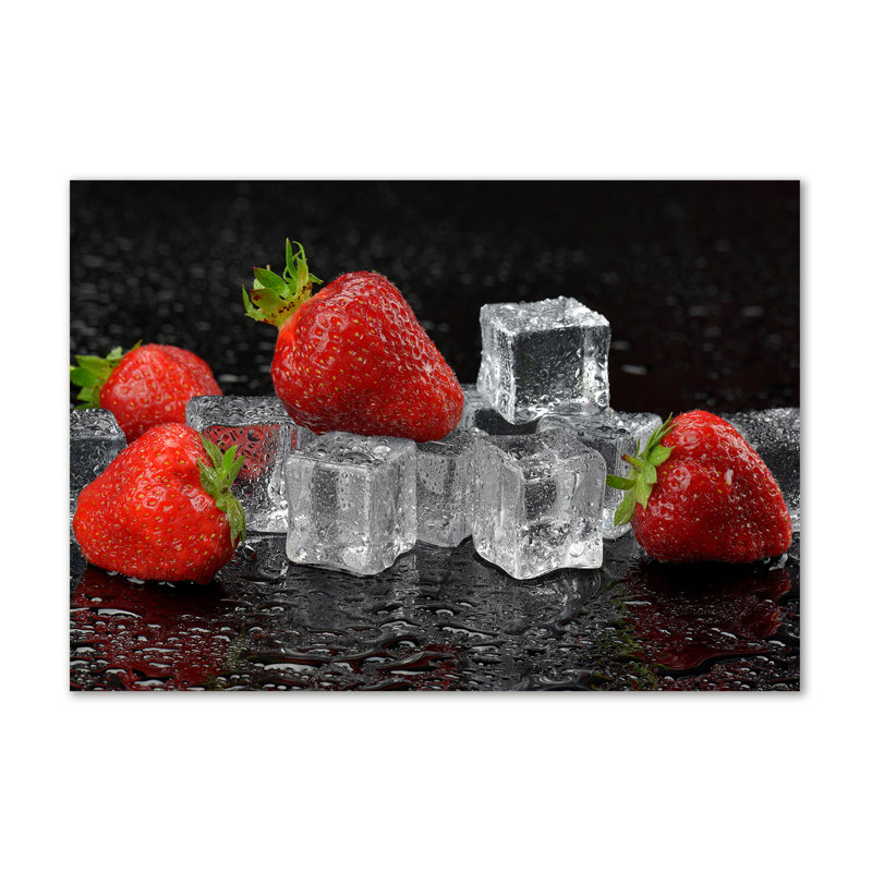 Strawberries With Ice - Wrapped Canvas Print