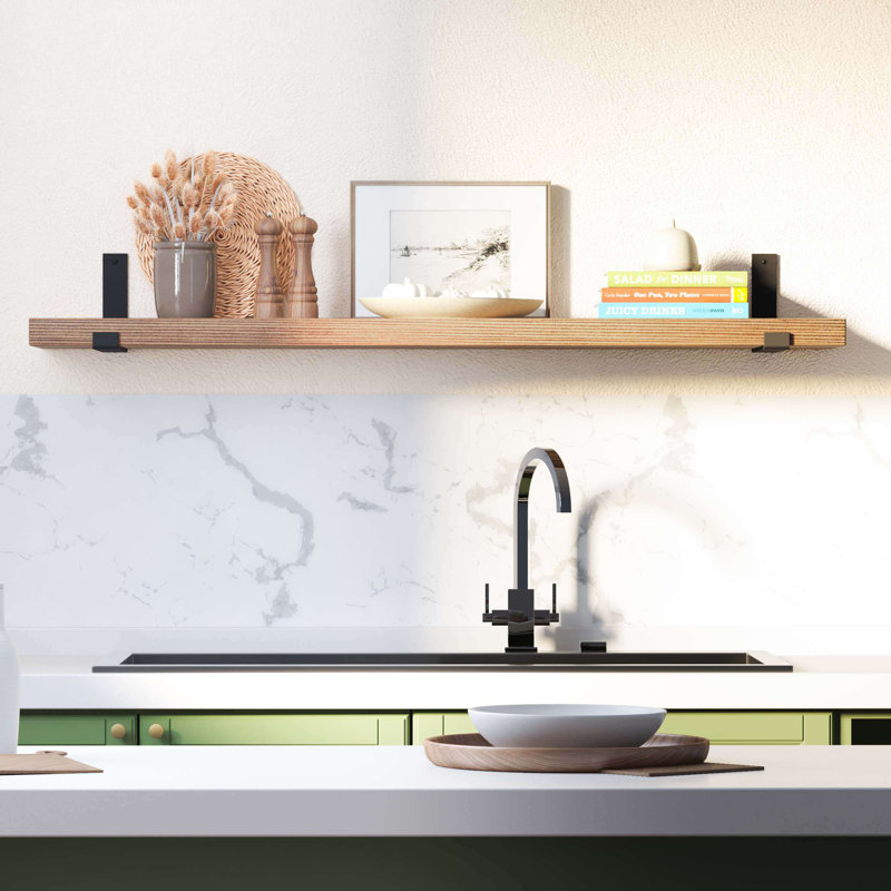Cressing Paulownia Floating Shelf, 6" H x 48" W x 9.9" D