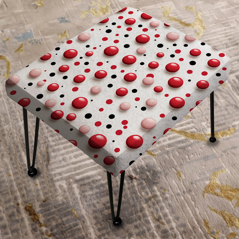 Repose-pieds rectangulaire à pois rouge Poupart