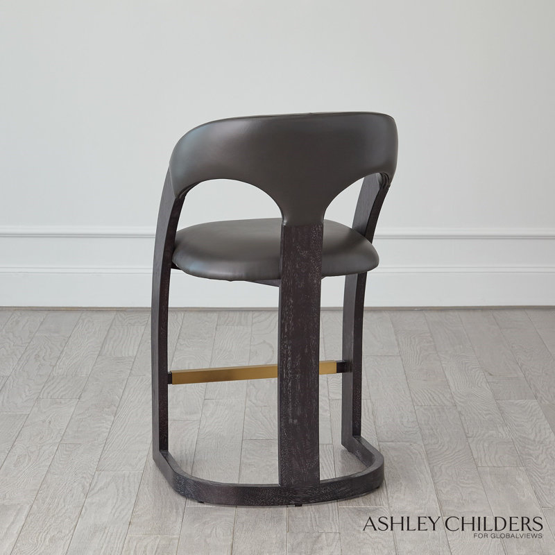 Antique Leather Delia Stool, Counter Stool (26.5" Seat Height), Black