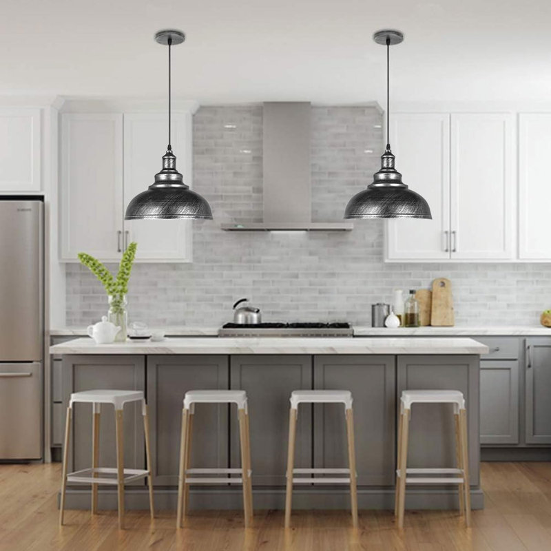 3 - Light Dome Pendant, Brushed Silver