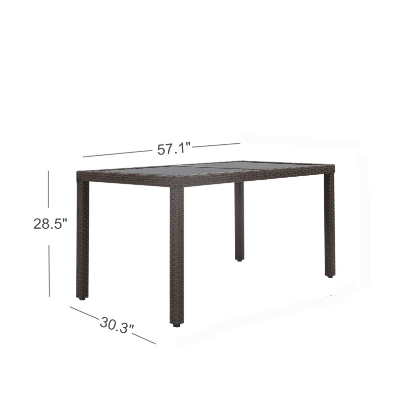 Ensemble de salle à manger rectangulaire de 57,1 po de longueur pour 6 personnes avec coussins Chadley, Chocolat