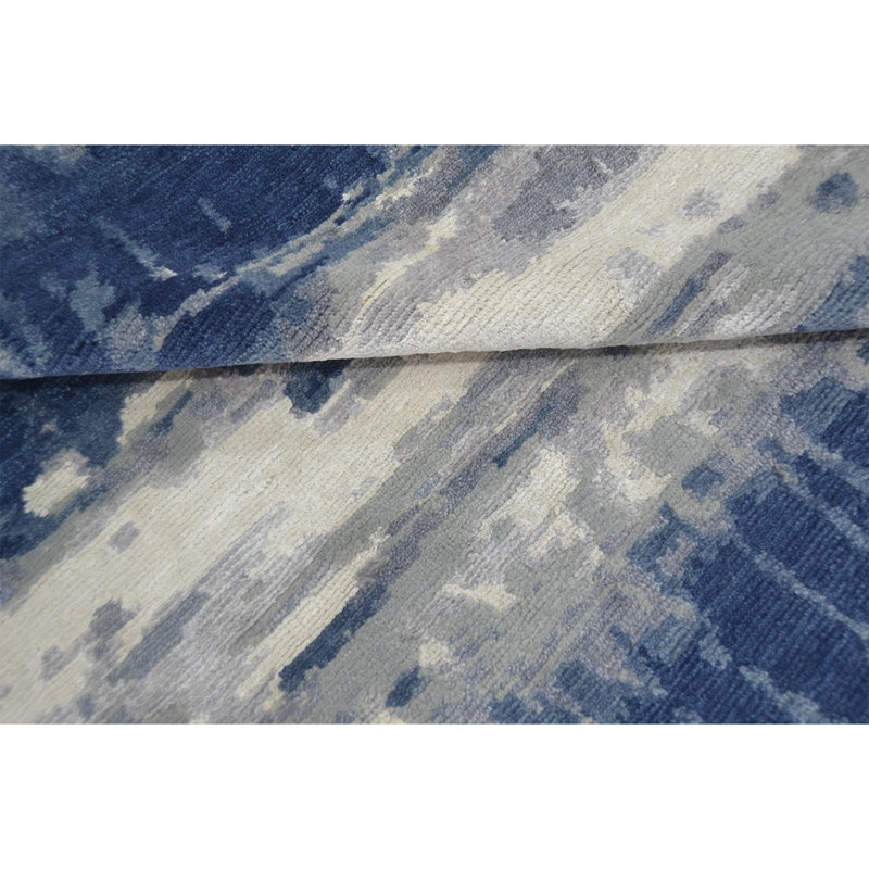 Handmade Linen and Silk Abstract Area Rug, Rectangle 8' x 10'