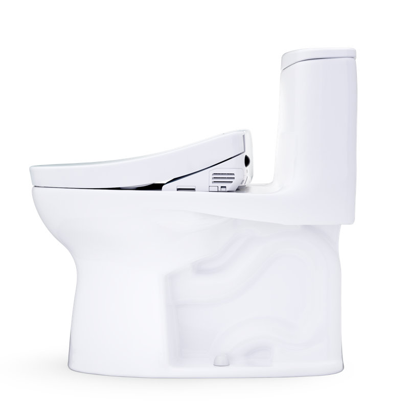TOTO Ultramax WASHLET+ S5 One-Piece Elongated 1.28 GPF Universal Height Toilet with CEFIONTECT, Cotton White - MW6083446CEFG#01