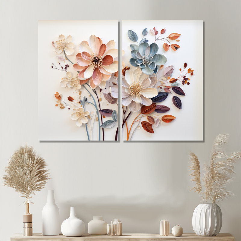 Fleurance - Art mural abstrait botanique 2 pièces, Wrapped Canvas, Does Not Apply, 36" H x 48" W