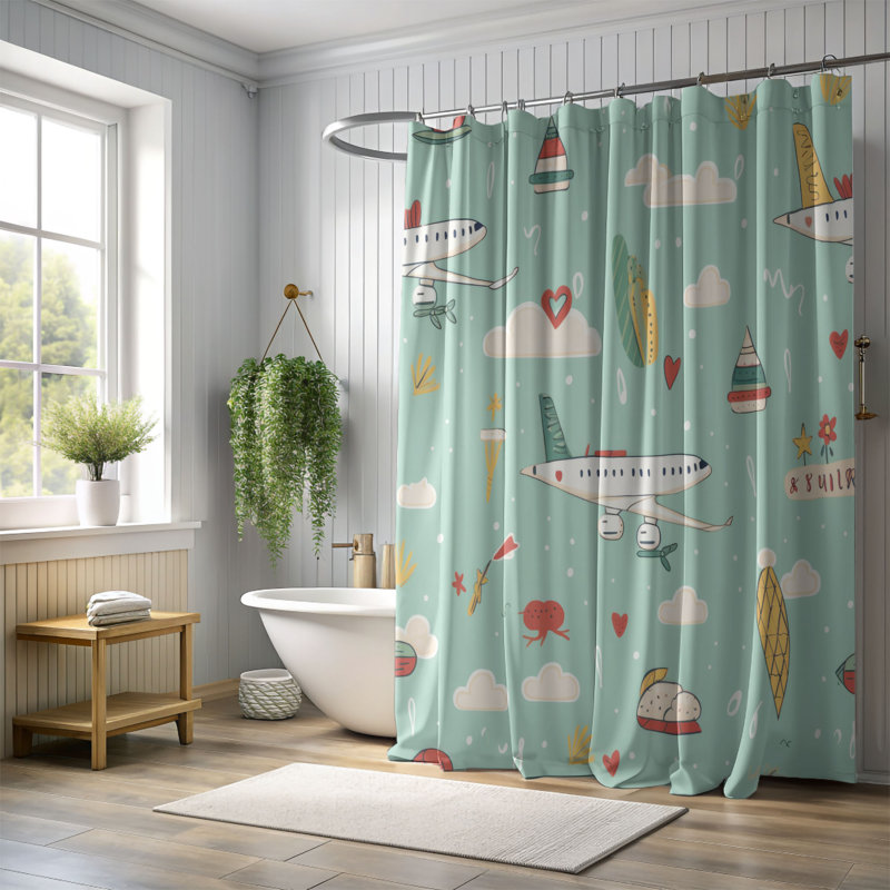 Aero Accents - Rideau de douche Premium, H 74 po x l 71 po