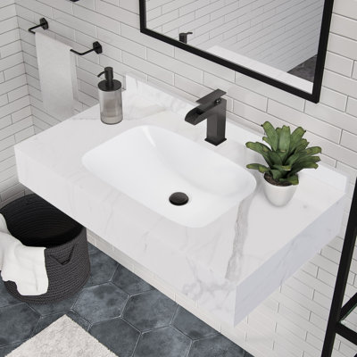 Lavabo mural Avancer 36 po en marbre blanc