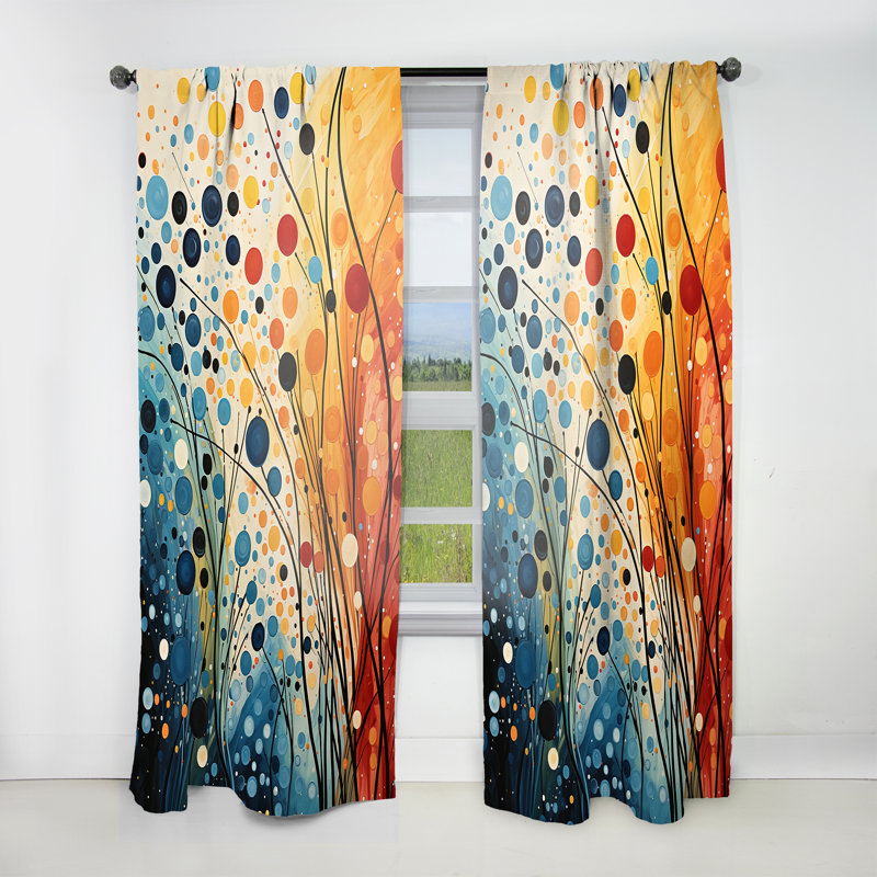 Katelin Colorful Mid Century Dynamic Duality III - Mid-Century Curtain - Velvet Room Darkening - 1 Panel, 52" W x 84" L