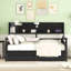 Lit de jour simple, support en lattes de bois, avec tablettes de chevet et deux tiroirs-124917527