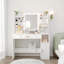 Dressing Table, Large Tabletop with Mirror, LED Light with Adjustable Brightness, Organiser Drawers and Storage Cabinets, Open Shelves, for Bedroom, Cloakroom, White 