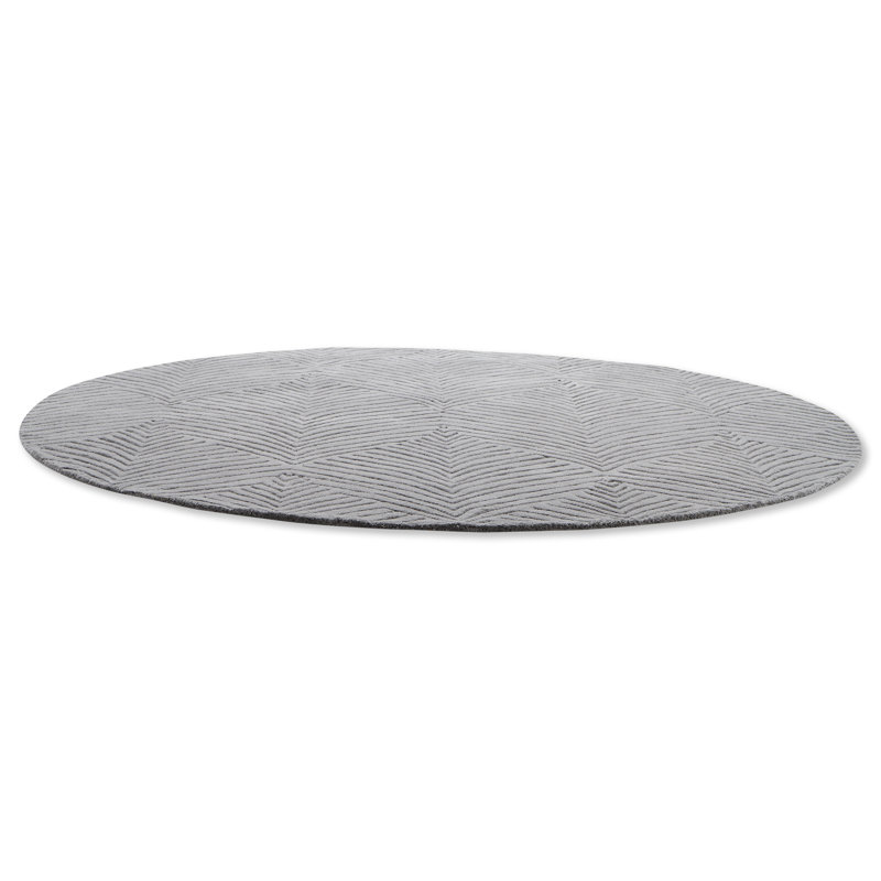 Folia Wool Chevron Area Rug in Gray, Round 4'11"