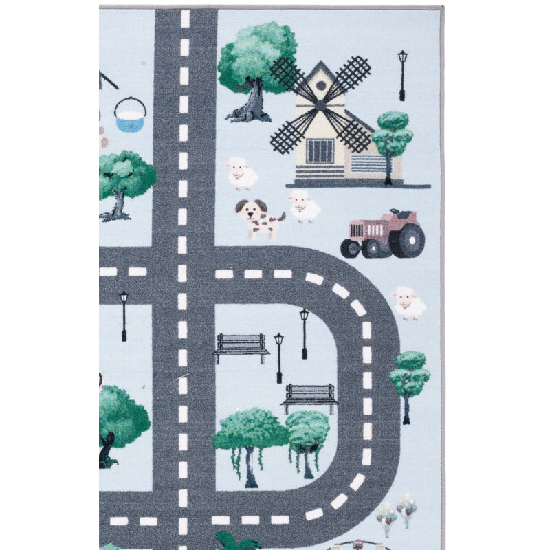 Tapis bleu / gris foncé Guarani, Carré 3 pi 3 po