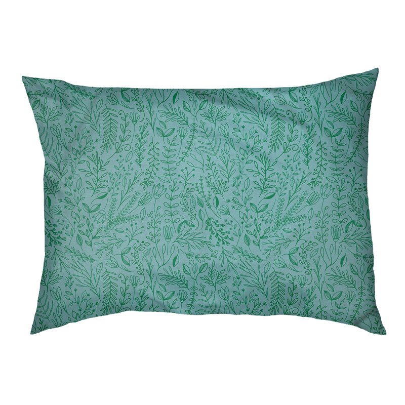 Coussin pour chien floral ditsy Byrge, Moyen (L 29,5 po x P19,5 po x H 9,5 po), Bleu / Vert