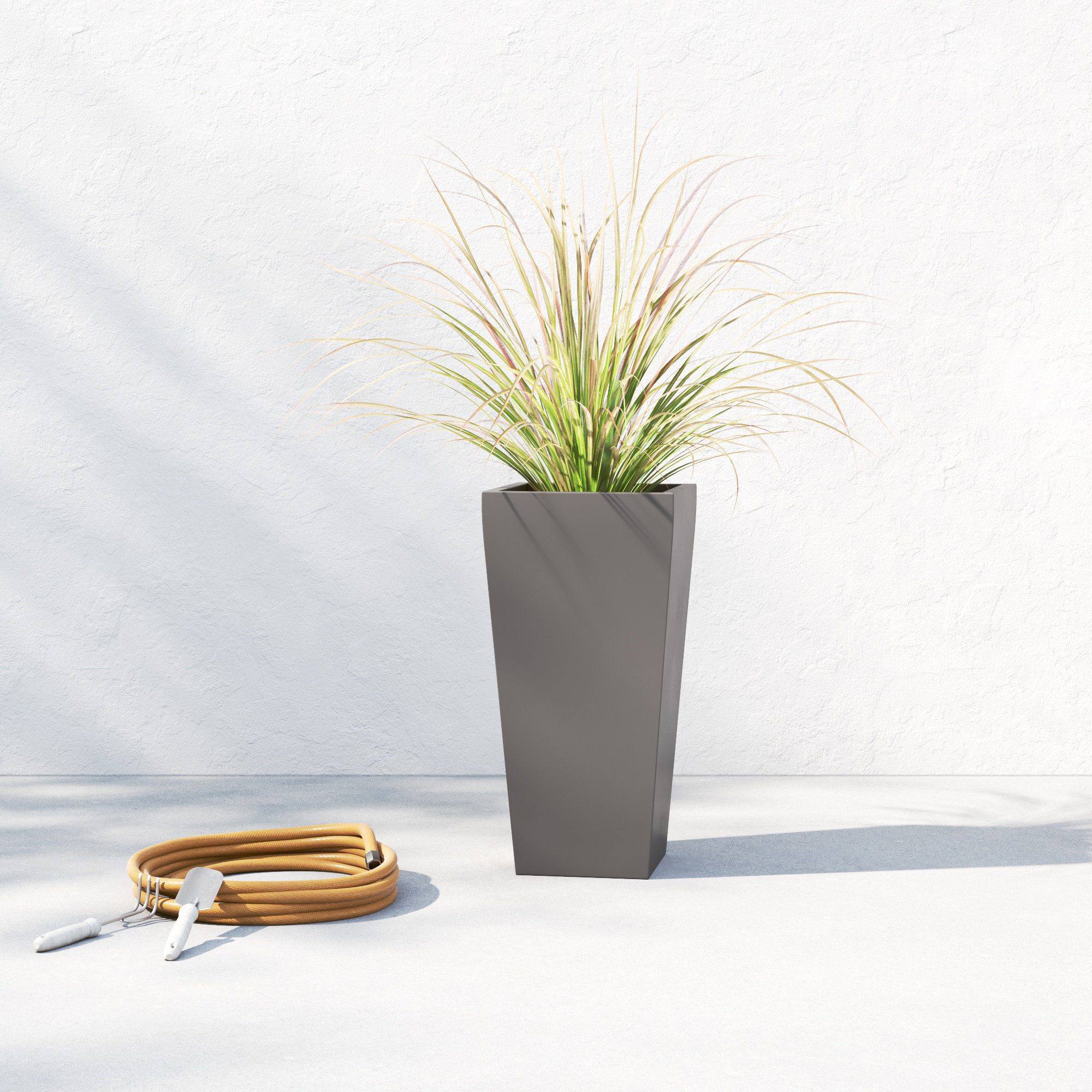 Robards Fiberglass Pot Planter, Gray, 26" H x 13" W x 13" D