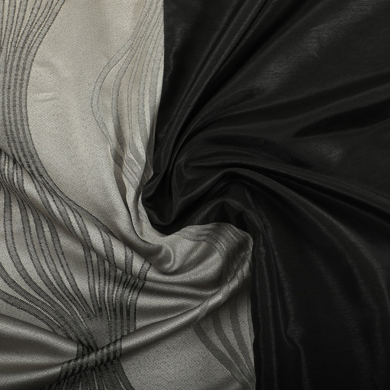 Kath Semi Sheer Curtain Pair, Black/Silver