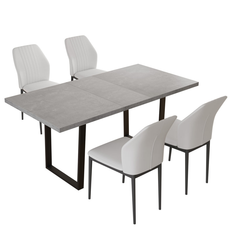 Ensemble de salle à manger Modern Kitchen, table de salle à manger extensible avec chaises (1 table 4 tables), Blanc
