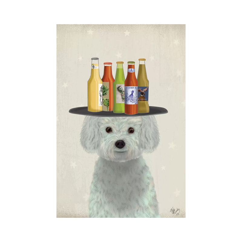 Bichon Frise Beer Lover by Fab Funky - Wrapped Canvas Gallery-Wrapped Canvas Giclée, 20.32 cm H x 30.48 cm W
