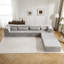 Canapé d'angle modulaire sans os à monter soi-même, gris, convertible en lit, 4 places, polaire circulaire, mousse à mémoire de forme haute densité, sans assemblage, pour la maison, avec 2 espaces adaptables et résilients.-202129058-202129247