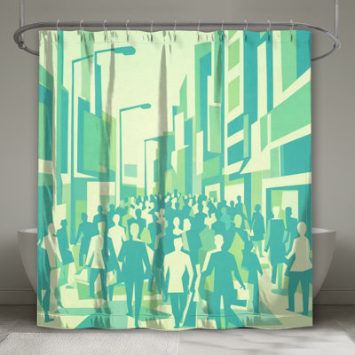 Urban Crowd Silhouettes Shower Curtains Extra Long