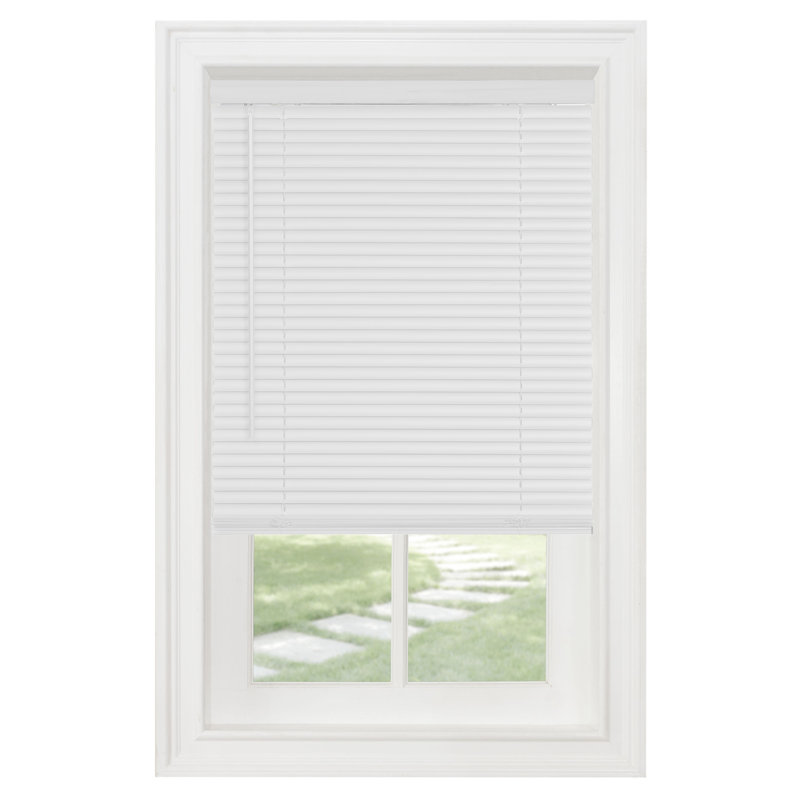 Cordless Window Blinds, Privacy & Light Filtering 1" Slats Vinyl Mini Blind, 32"W x 48"L, White