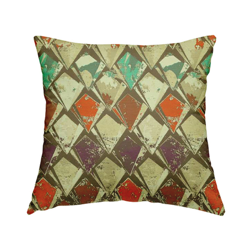 Cielito Geometric Square Throw Cushion, Beige/Orange/Purple, 43cm H x 43cm W x 5cm D