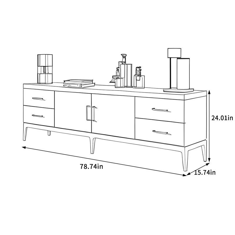 Meuble télé avec tiroirs de rangement Modern, H 24,01 po x L 78,74 po x l 15,74 po