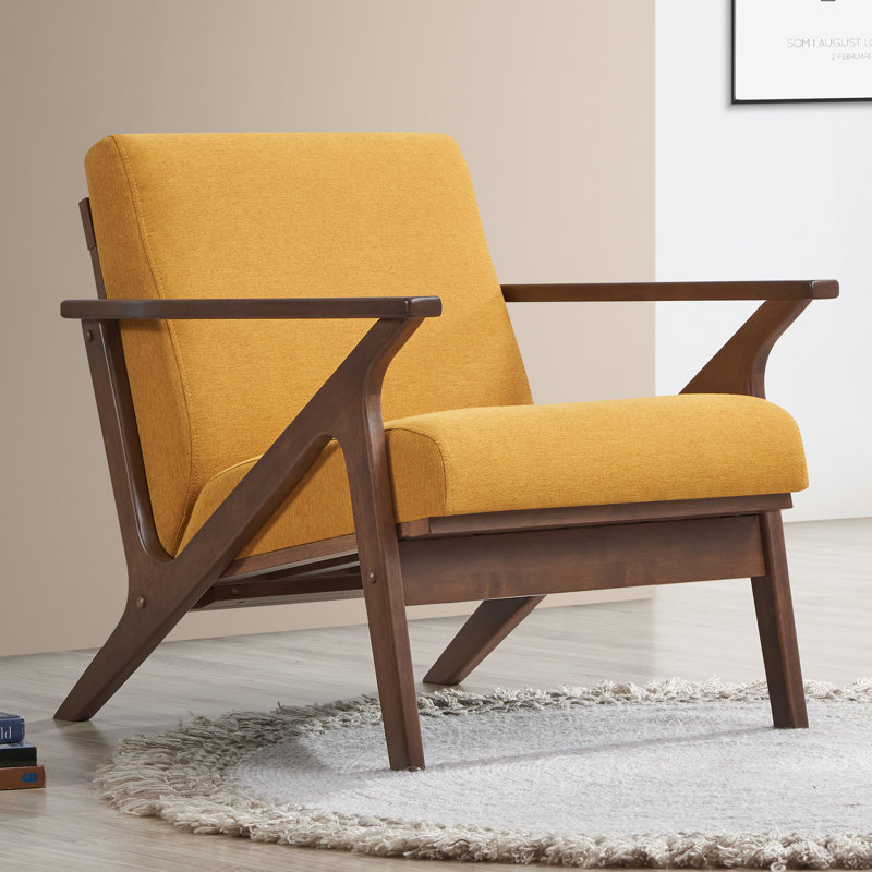 Fauteuil d'appoint Zola, Noyer, Polyester moutarde