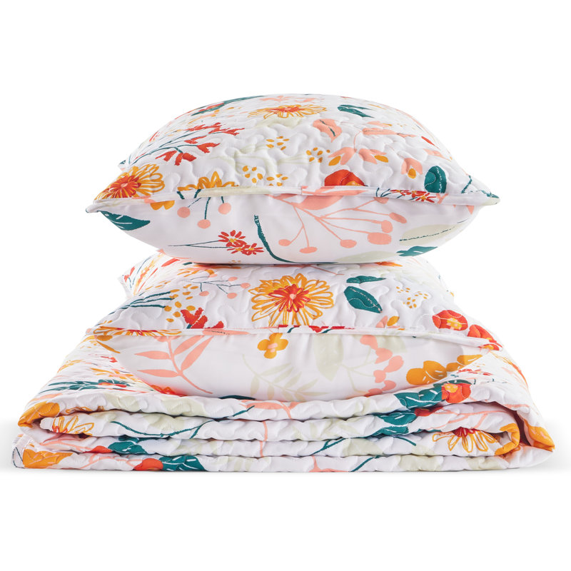 Ensemble de courtepointe à motif floral Hedvika, Courtepointe pour lit double/grand et 2 taies déc, Gorgeous Blooming