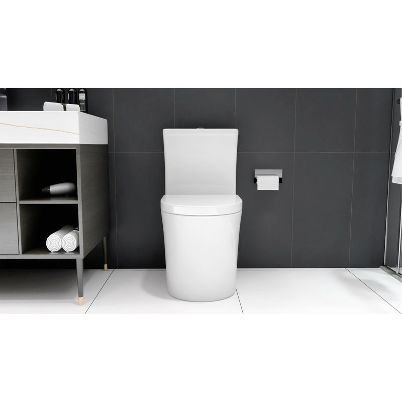 Toilette compacte en porcelaine blanche - 23 po de profondeur courte pour les petites salles de bain, double chasse, entretien facile, porcelaine silencieuse, 23 po de profondeur, chasse silencieuse, installation