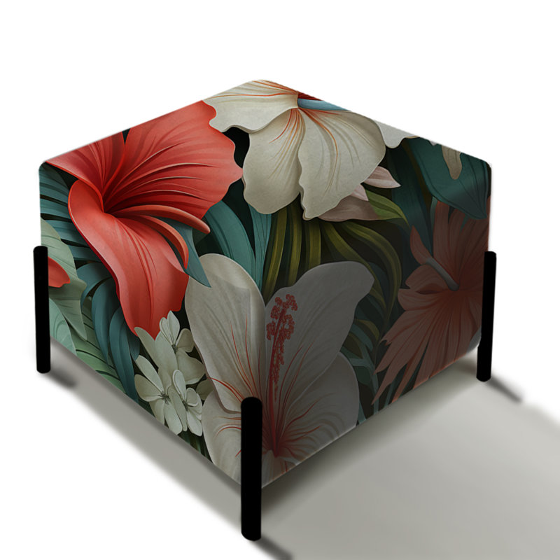 Paradise Mirage - motif tropical I - repose-pieds carré tropical
